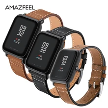 AMAZFEEL 20 мм ремешок из натуральной кожи для Xiaomi Huami Amazfit Bip BIT Смарт-часы браслет для Xiaomi Amazfit ремешок