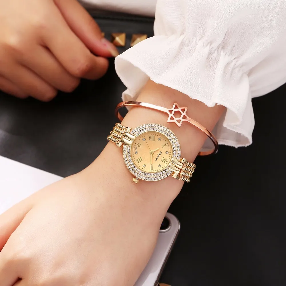 

Hot Fashion Women Diamond Watches Casual Luxury Ladies Stainless Steel Quartz Watch Clock Dropshipping