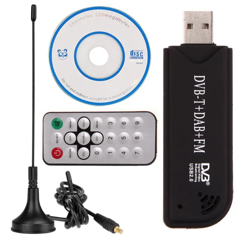 ALLOYSEED USB2.0 цифровой DVB-T SDR+ DAB+ FM ТВ тюнер приемник SDR tv Stick RTL2832U+ FC0012 запись цифрового видео в реальном времени