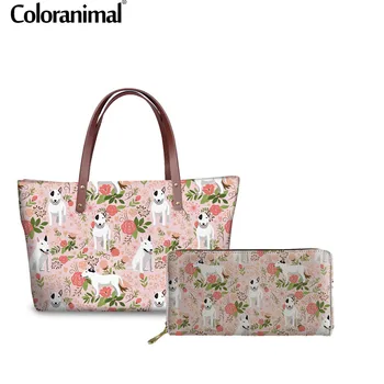 

Coloranimal Top-handle Bag Women Large Capacity Shopper Shoulder Bag Cute Terrier Floral 3D Print Pet Dog Tote Bag Lady Handbags