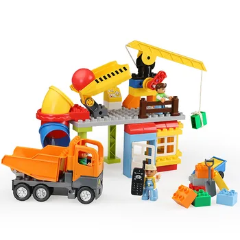 

Big Size Building Block Bricks Construction Site Transport Vehicle Set Toys for Children Compatible with Duploe Baby kids gift
