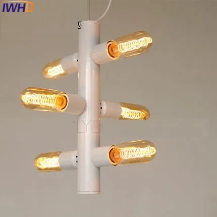 

IWHD 7Heads Vintage Pendant Lights Iron Retro Loft Style Industrial Hanging Lamp Black White Hanglamp Home Lighting Fixtures