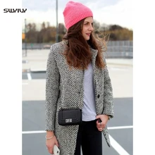 Женская ветровка, шерстяное пальто, женское длинное пальто, Женское зимнее пальто, элегантное женское пальто, Повседневная теплая верхняя одежда в клетку