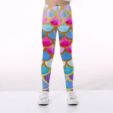 Леггинсы для девочек Разноцветные детские повседневные спортивные штаны с высокой талией, леггинсы детские штаны с рисунком для девочек