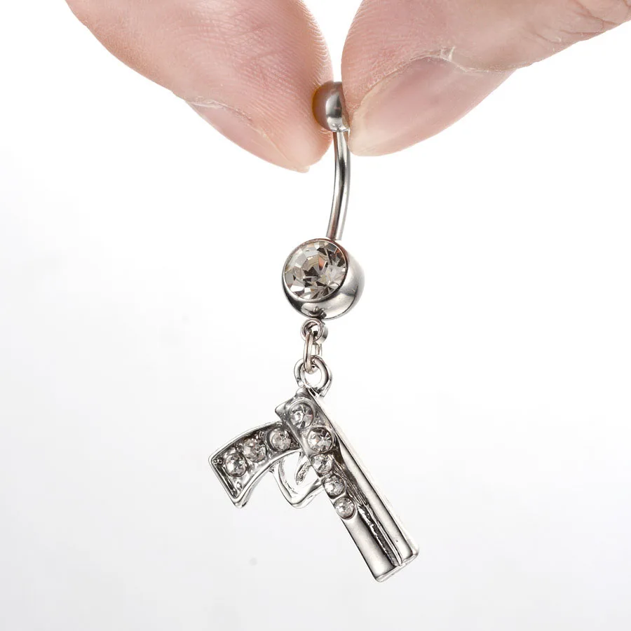 1PCS Fashion Stainless Steel Belly Ring Crystal Navel Bell Button Rings