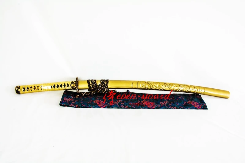 

BLACK FOLDED STEEL CLAY TEMPERED BLADE JAPANESE SAMURAI SWORD KATANA GOLD DRAGON