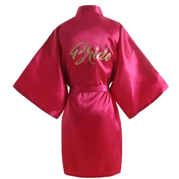 

Sexy Letter "Bride" Bridesmaid Robe SUMMER Female Kimono Bathrobe Faux Silk Sleepwear Casual Home Wear Nightgown Wedding Gift