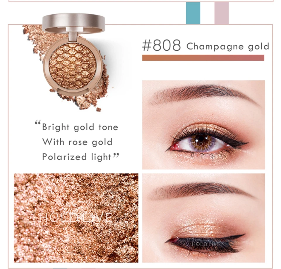 HOLD LIVE Single Eyeshadow 10 Colors Sunset City Pigment Shine Gold Green Glitter 3D Nude Eye Shadow Pallete Makeup Set Cosmetic (20)