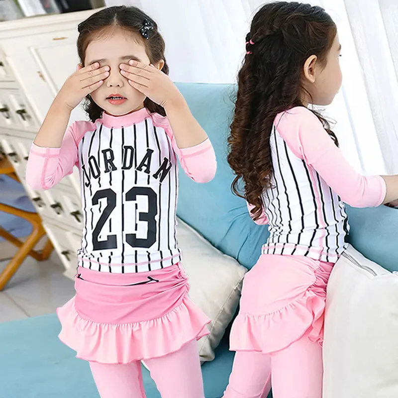 

Swimsuit For Girls Kids 2019 Girl Swimming Suit Bathing Suits Swimwear Children Baby Clothing Female Child Long Sleeve Drying