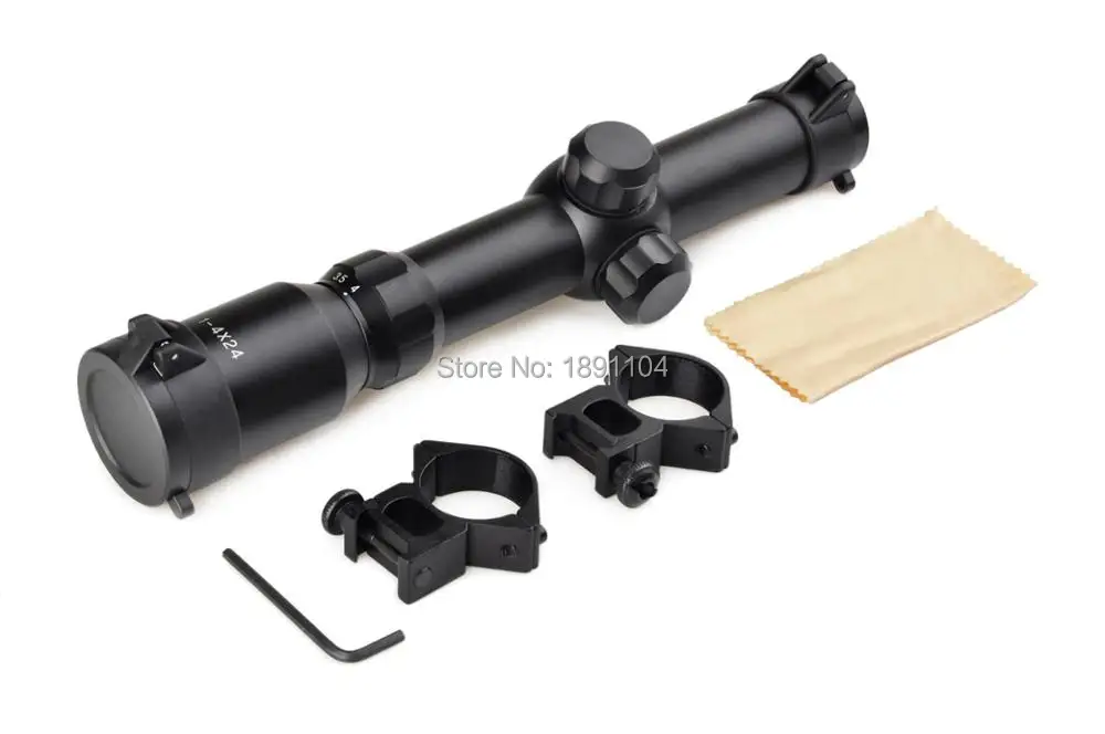 Element 1 4x24 Tactical Scope with 30mm Mounting rings for hunting(AO
