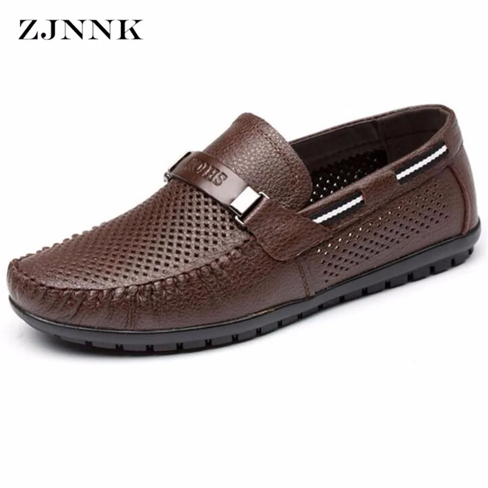 Buy ZJNNK Genuine Leather Summer Shoes Men Flats