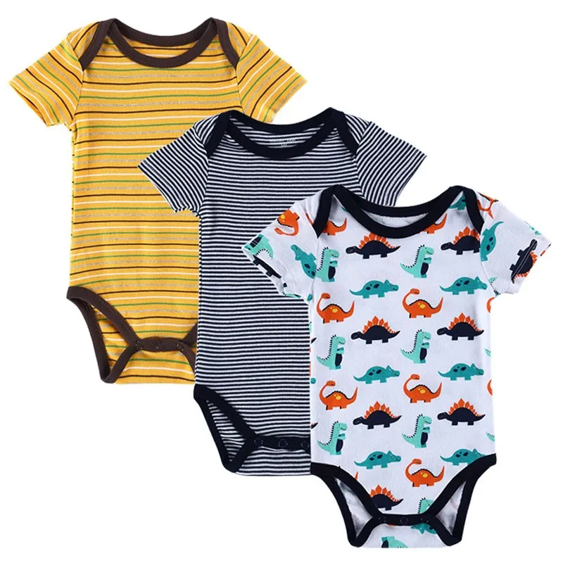 Wholesale 3pieceslot New Baby Summer Romper for Girl 2016 Pretty Romper Set Cartoon Cotton Infant Jumpsuit Boys Girls Clothes