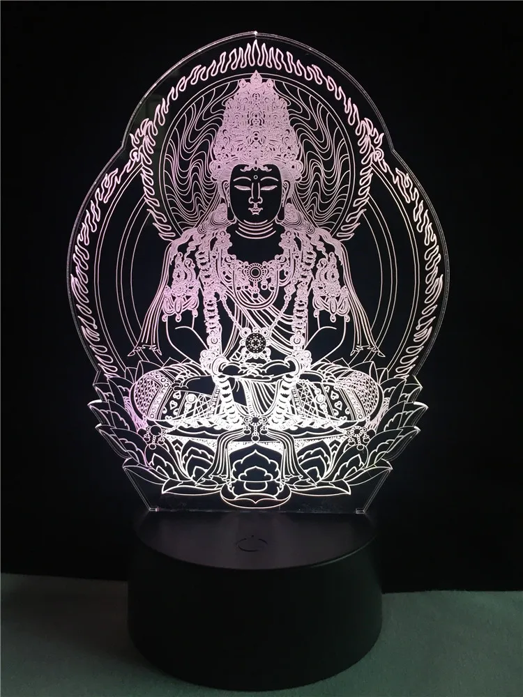 Креативная 3D лампа религия Будда статуя освещение подарки другу светодиодный USB Ночная Атмосфера свет многоцветный Декор для дома, Настольный светильник
