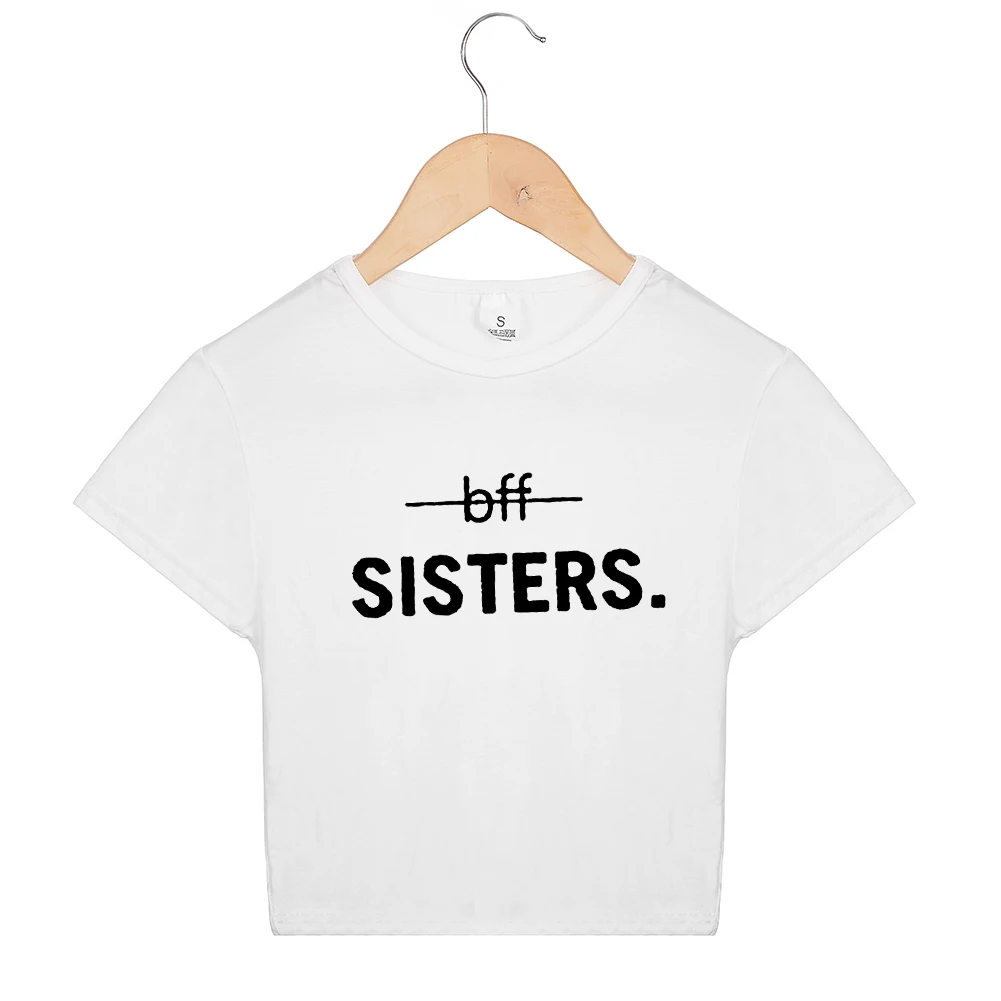BFF Футболка Топ с надписью Best Friend Sister Tumblr Укороченная рубашка модные повседневные