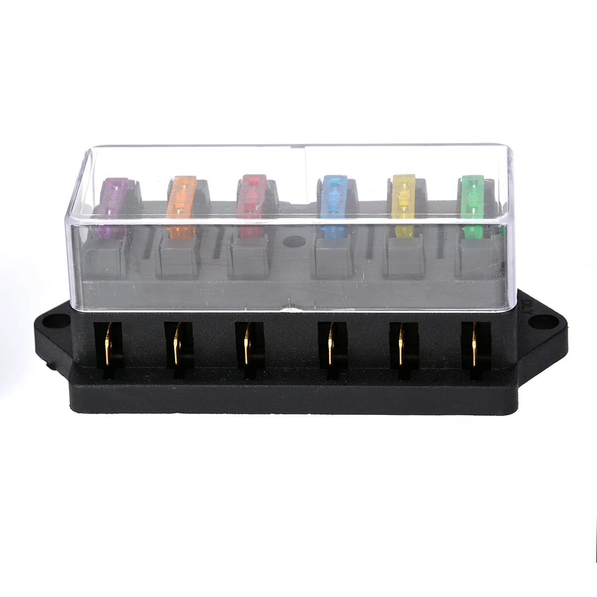 6 Way Circuit Standard ATO Blade Fuse Box DC 12V/24V Car Fuse Block Holder with 6pcs 3A-30A Fuses
