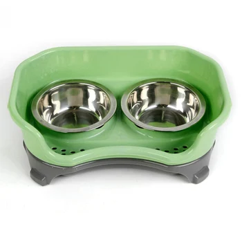 

Dog Feeder Drinking Double Bowl alimentador Food Proof Bowls with Baffle Pet Cats Stainless dogs for Steel perro