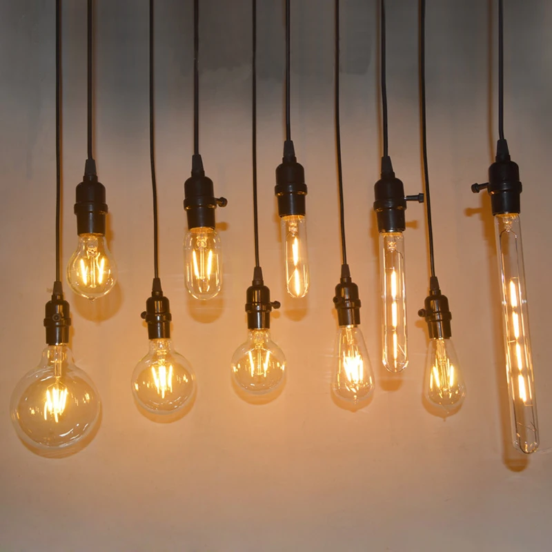 

5Pcs Vintage Led Filament Bombillas Light Glass Ball Bombillas LED Bulb Edison Candle Light 2W 4W 6W LED Bulb E27 Retro Lamp