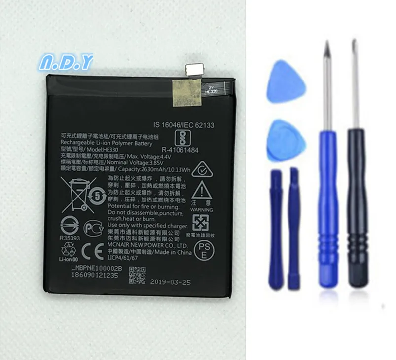 Оригинальный аккумулятор HE330 2630mAh для Nokia 3 DUAL TA-1032 HE 330 Bateria + Бесплатные