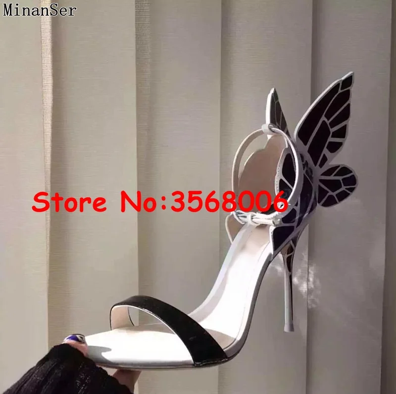 Wholesale amazing multi-color 3D butterfly open toe thin heels sandals wedding party bridal shoes sexy ankle wrap stiletto heels - Color: picture 14