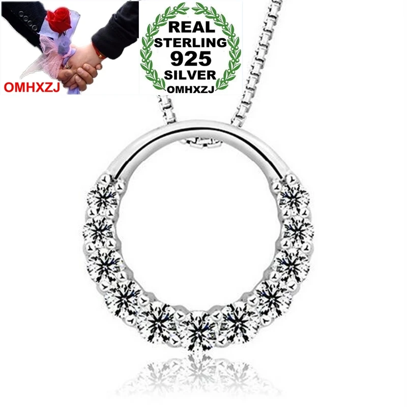 

OMHXZJ Wholesale Round Fashion Ocean Circle Woman Man Gift Zircon 925 Sterling Silver Pendant Charms PE82 ( NO Chain Necklace )