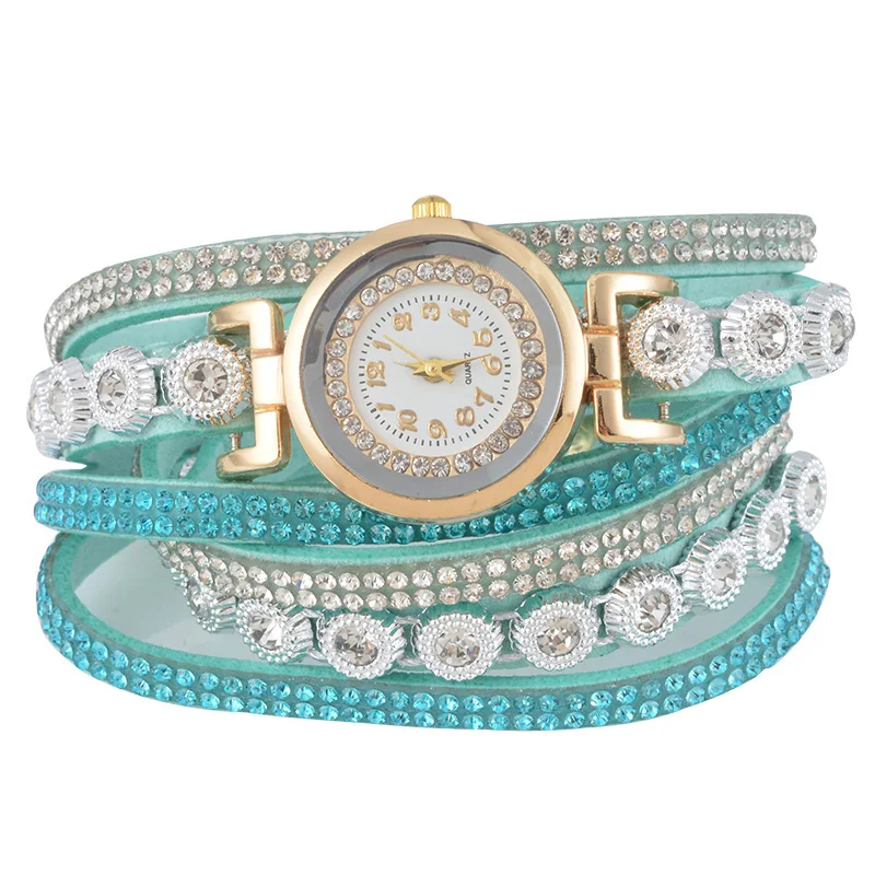 

Doreen Box Velvet Quartz Wrist Watches Multicolor Clear Rhinestone Weave Casual Analog Battery Included 40cm(15 6/8") long, 1 Pc