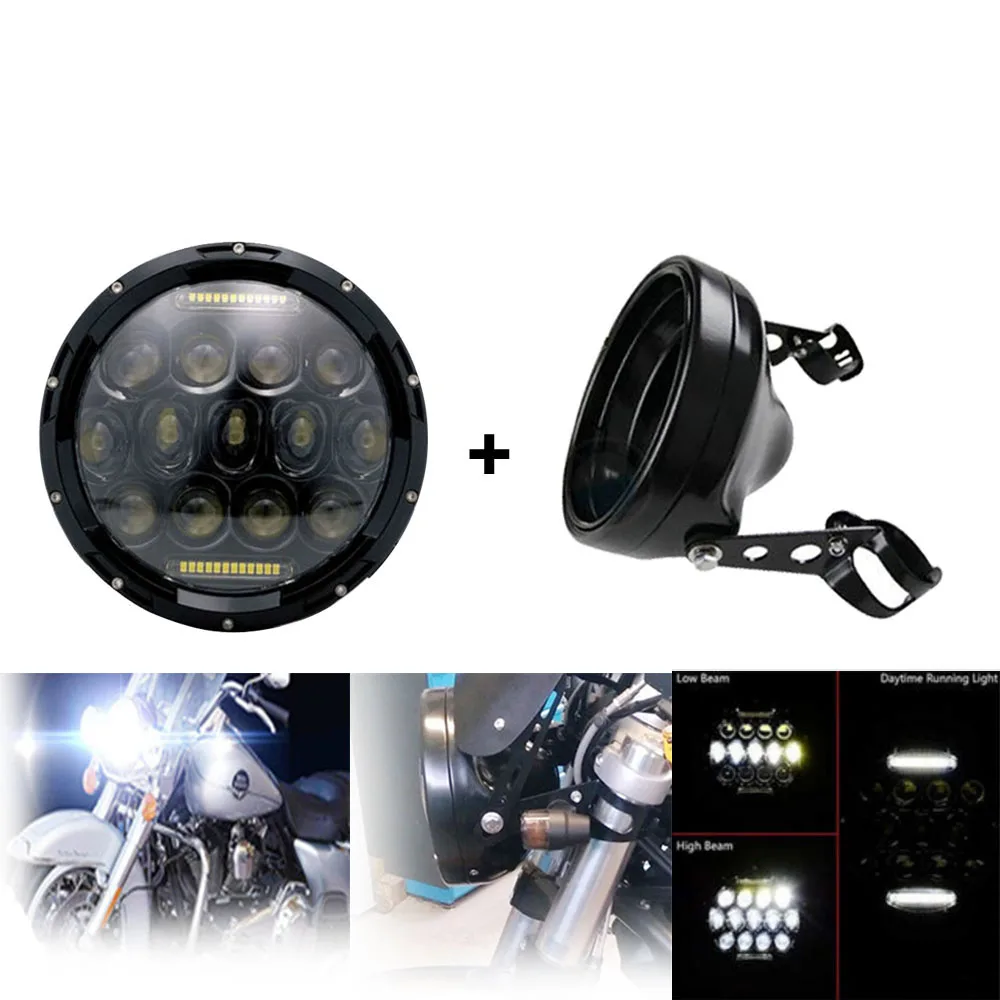 Мото rbike 7 дюймов LED Moto rcycle фара черный для Harley moto ведро фары корпус кронштейн| |