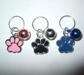 

Mixed Enamel Dog Paw Print Keychain Vintage Silver Charms Bell For Keys Car Bag Key Ring Handbag Couple Key Chains Gifts Crafts