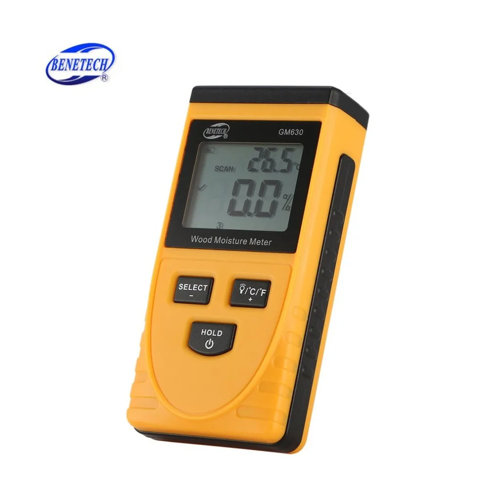 BENETECH GM630 Digital LCD Display Wood Moisture Meter Humidity Test Timber Paper Tree Damp Detector Density Hygrometer