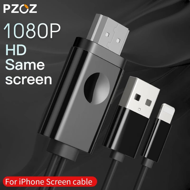 

PZOZ HDMI Video USB Cable For iPhone XS Max XR X 8 7 6S Plus 6s iPad Converter Adapter Cable1080P TV Stick HD Cast Screen Cable