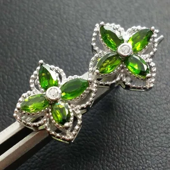 

FLZB , natural gemstone earring nice lucky flower design 925 sterling silver with 18k gold plated fine jewelry earring for women