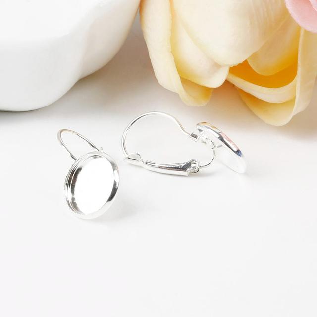 Cameo Glass Cabochon Antique Bronze Silver Plated French Lever Bezel Blank Earrings Backs Base For DIY Earrings