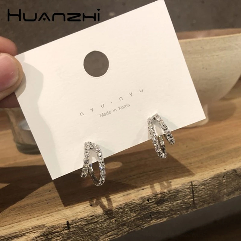 Женские Элегантные серьги кольца из металлического сплава HUANZHI корейские