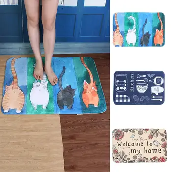 

Lovely Cat Tableware Letters Anti-slip Bathroom Mat Doormats Rug Carpet Mat Home Floor Decor Washable Bathroom Toilet Rugs