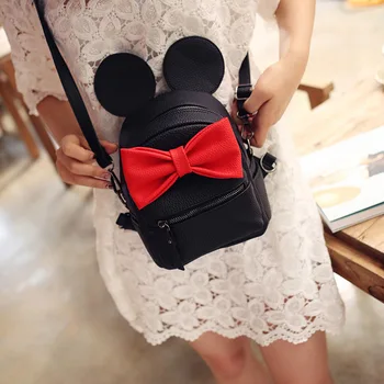 

2016 hot selling high quality School female bag pu leather women bag of Mickey ears sweet bow College Wind mini backpack