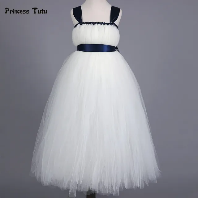 Princess Tutu Dress Baby Girls White Bridesmaid Flower Girl Wedding