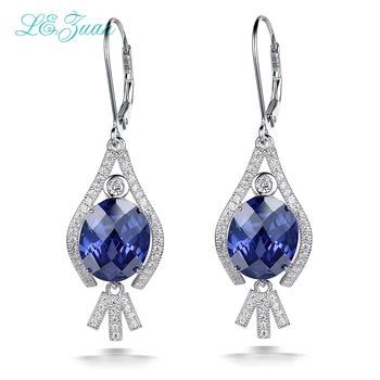 

L&zuan 925 Sterling Silver Drop Earrings 9.84ct Blue Stone Romantic Luxury Earrings Fine jewelry For Women Christmas Gift