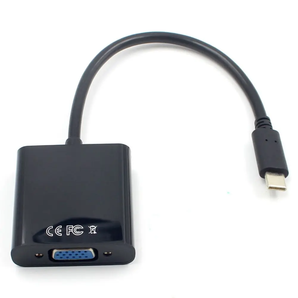 Топ предложения USB3.1 Тип C VGA Кабель-адаптер USB-C мужчин и женщин VGA передачи видео конвертер 1080 P для macbook 12 дюймов