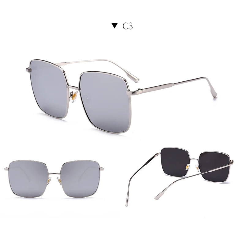 Новые брендовые дизайнерские металлические мужские солнцезащитные очки больших размеров, модные роскошные квадратные солнцезащитные очки для женщин с зеркальными линзами Oculos De Sol
