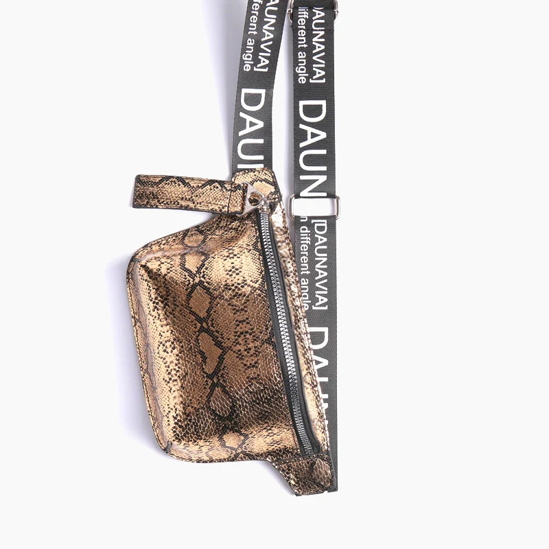 Краудейская змеиная поясная сумка, Женская поясная сумка, дизайн, женская кожаная сумка-мессенджер, женская сумка на ремне, сумка с карманом для денег - Цвет: Золотой