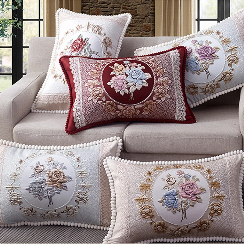 

Rectangle 48*68cm Luxury Europe Sofa Back Lumbar Cushion Cover Big Size Hotel Decorative Throw Pillow Case for Bed High Quality