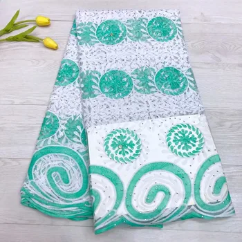 

Milk African Guipure Lace Fabric High Quality African French Lace Fabric Embroidered With Stones Chemical Lace Fabric LJ811-1021