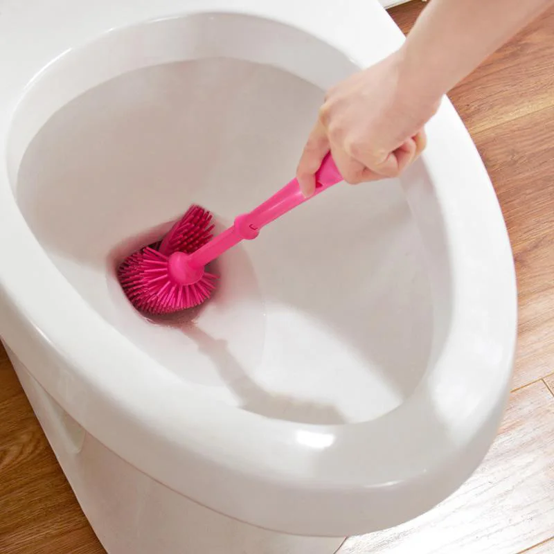 

Silicone Long Handle Toilet Brush Double-sided Portable Toilet Brush Base Set FPing