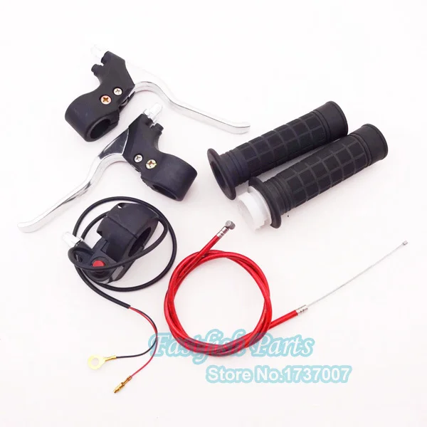 Pocket Mini Bike Hand Grips Kill Stop Switch Twist Throttle Cable Brake