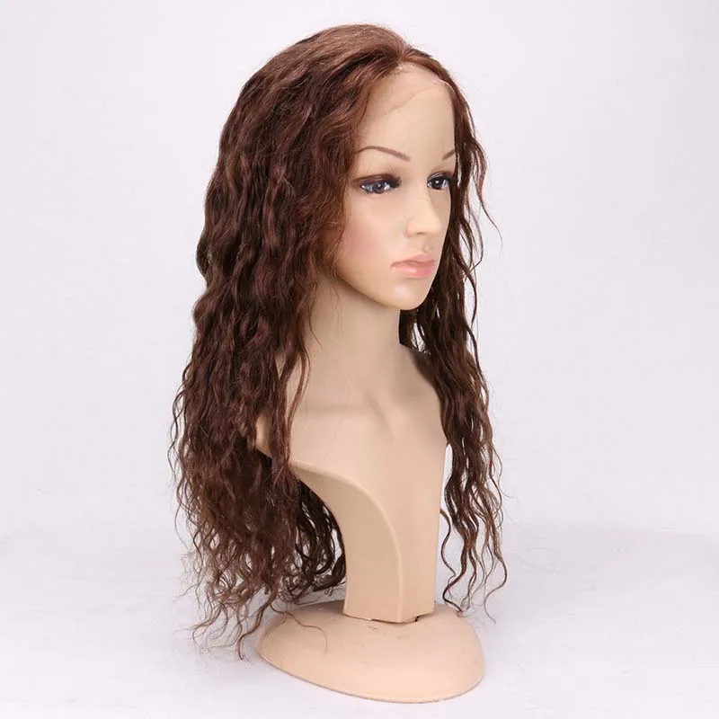 

Stock 18 inch brown hair color 4# Natural wave Glueless full lace wig
