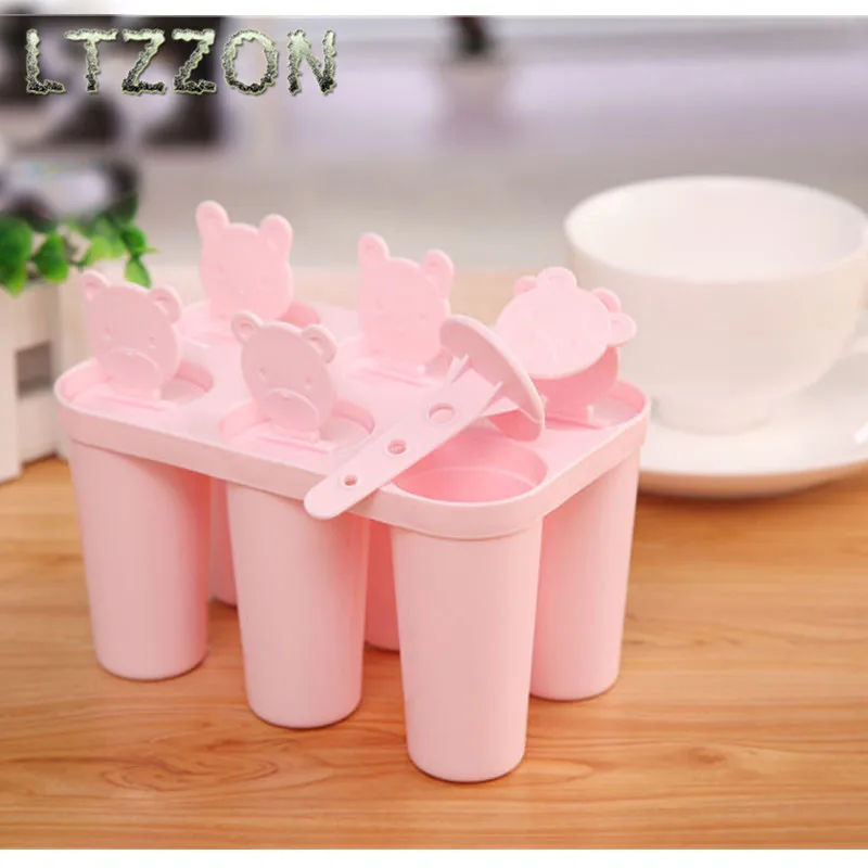 1 компл./6 шт. DIY эскимо формы pp мороженого медведь Форма ручка Ice Lolly Плесень Кухня