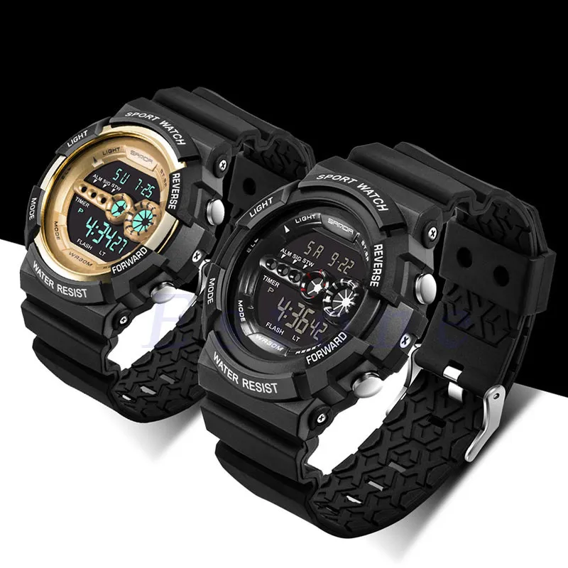 Новые водонепроницаемые спортивные часы мужские из нержавеющей стали светодиодный цифровой будильник с датой армейские кварцевые часы мужские часы Relogio Masculino