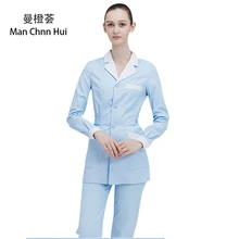 Женский костюм медсестры медицинская одежда больничные скрабы костюмы доктора скрабы салон красоты Женское пальто+ брюки медицинская Рабочая одежда