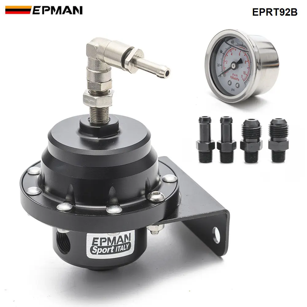 Epman Racing Universal Adjustable Fuel Pressure Regulator Oil Gauge AN6 1/8NPT Fitting EPRT92B