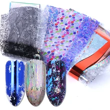 50 шт. Голографическая фольга для ногтей ползунки обертывания кружевные цветы наклейка "виноград" металлические галактические переводные наклейки украшения для ногтей BE921