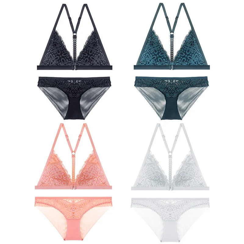 Women Sexy Bra Set Fashion Lace Seamless Wireless (16)